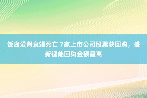 饭岛爱肾衰竭死亡 7家上市公司股票获回购，盛新锂能回购金额最高