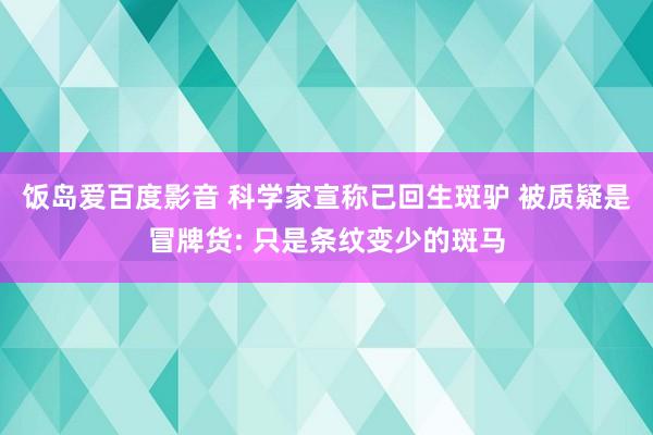 饭岛爱百度影音 科学家宣称已回生斑驴 被质疑是冒牌货: 只是条纹变少的斑马