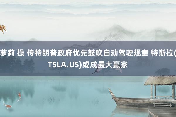 萝莉 操 传特朗普政府优先鼓吹自动驾驶规章 特斯拉(TSLA.US)或成最大赢家