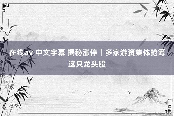 在线av 中文字幕 揭秘涨停丨多家游资集体抢筹这只龙头股