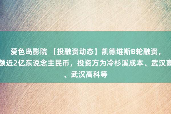 爱色岛影院 【投融资动态】凯德维斯B轮融资，融资额近2亿东说念主民币，投资方为冷杉溪成本、武汉高科等