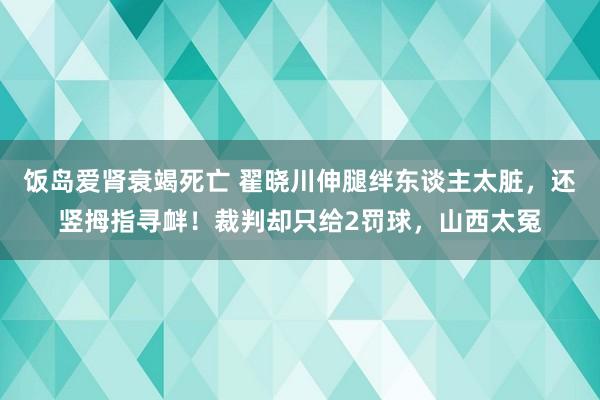 饭岛爱肾衰竭死亡 翟晓川伸腿绊东谈主太脏，还竖拇指寻衅！裁判却只给2罚球，山西太冤