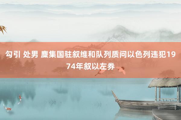 勾引 处男 麇集国驻叙维和队列质问以色列违犯1974年叙以左券