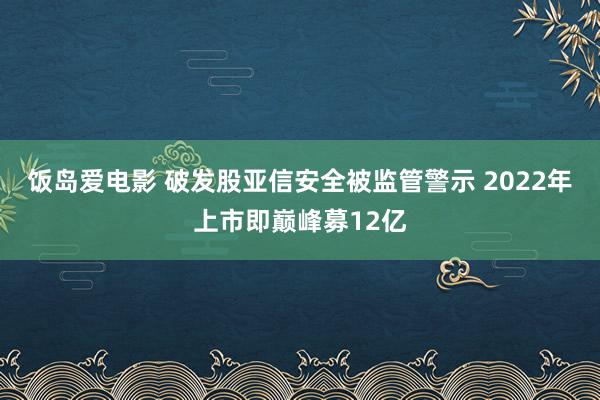 饭岛爱电影 破发股亚信安全被监管警示 2022年上市即巅峰募12亿