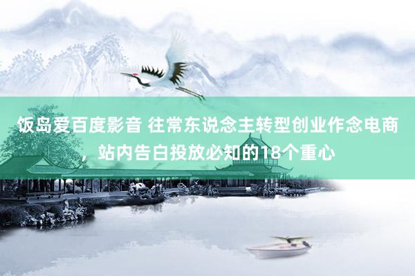 饭岛爱百度影音 往常东说念主转型创业作念电商，站内告白投放必知的18个重心
