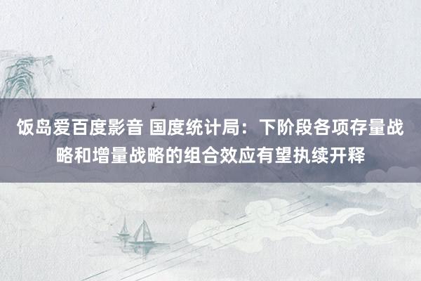 饭岛爱百度影音 国度统计局：下阶段各项存量战略和增量战略的组合效应有望执续开释