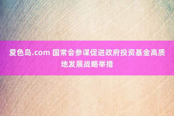 爱色岛.com 国常会参谋促进政府投资基金高质地发展战略举措