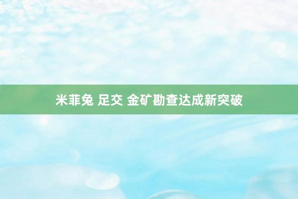 米菲兔 足交 金矿勘查达成新突破