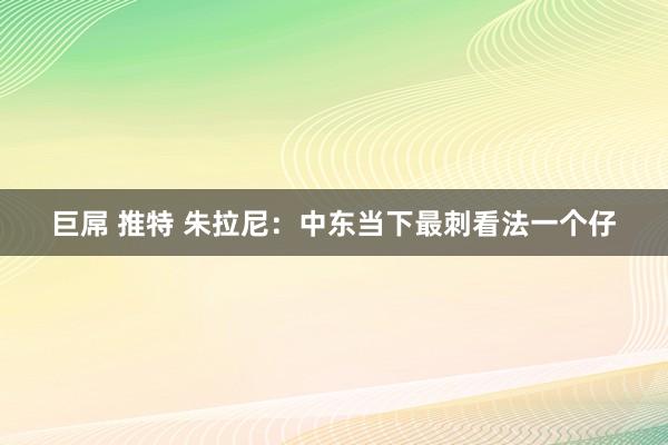 巨屌 推特 朱拉尼：中东当下最刺看法一个仔