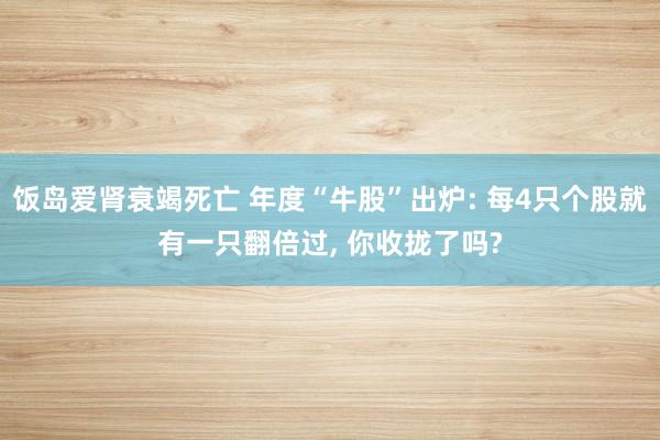 饭岛爱肾衰竭死亡 年度“牛股”出炉: 每4只个股就有一只翻倍过， 你收拢了吗?