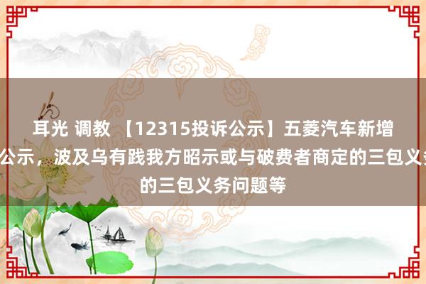 耳光 调教 【12315投诉公示】五菱汽车新增2件投诉公示，波及乌有践我方昭示或与破费者商定的三包义务问题等
