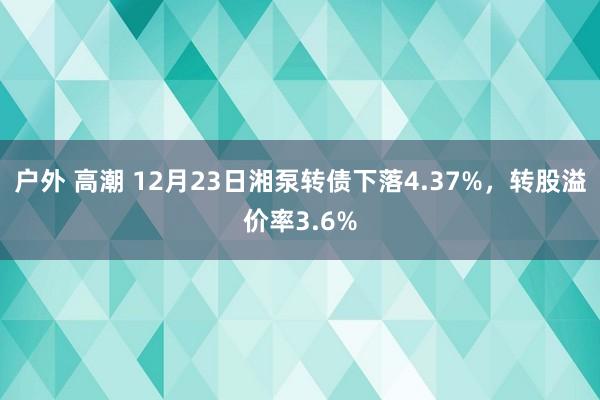 户外 高潮 12月23日湘泵转债下落4.37%，转股溢价率3.6%