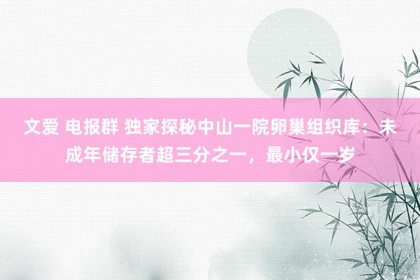 文爱 电报群 独家探秘中山一院卵巢组织库：未成年储存者超三分之一，最小仅一岁