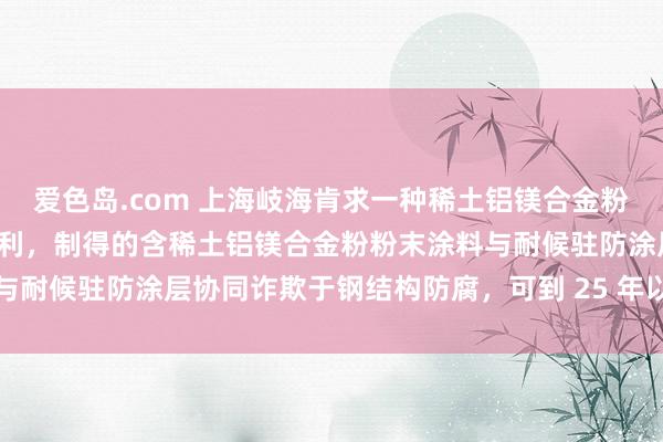 爱色岛.com 上海岐海肯求一种稀土铝镁合金粉粉末涂料偏激制备步伐专利，制得的含稀土铝镁合金粉粉末涂料与耐候驻防涂层协同诈欺于钢结构防腐，可到 25 年以上长效防腐