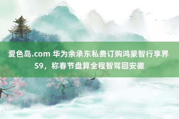 爱色岛.com 华为余承东私费订购鸿蒙智行享界 S9，称春节盘算全程智驾回安徽