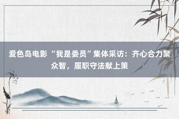 爱色岛电影 “我是委员”集体采访：齐心合力聚众智，履职守法献上策