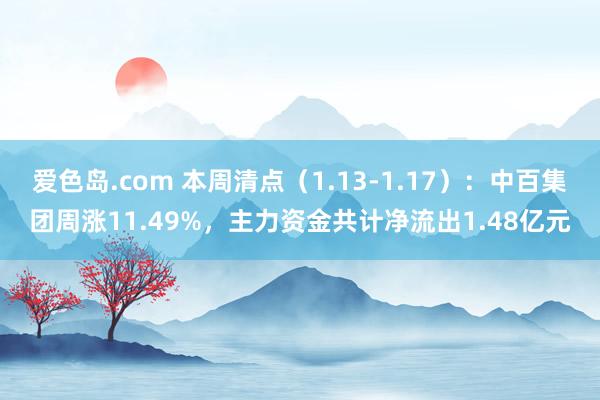 爱色岛.com 本周清点（1.13-1.17）：中百集团周涨11.49%，主力资金共计净流出1.48亿元
