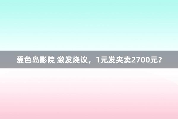 爱色岛影院 激发烧议，1元发夹卖2700元？