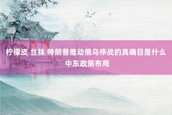 柠檬皮 丝袜 特朗普推动俄乌停战的真确目是什么 中东政策布局