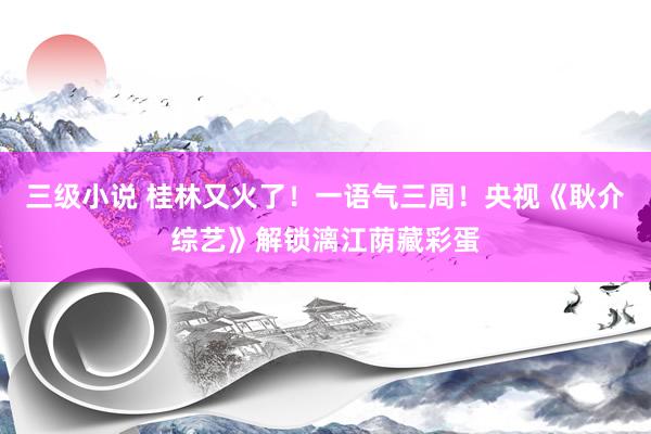 三级小说 桂林又火了！一语气三周！央视《耿介综艺》解锁漓江荫藏彩蛋