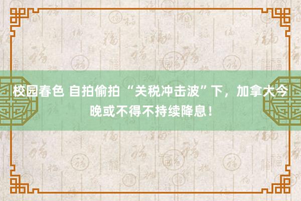 校园春色 自拍偷拍 “关税冲击波”下，加拿大今晚或不得不持续降息！