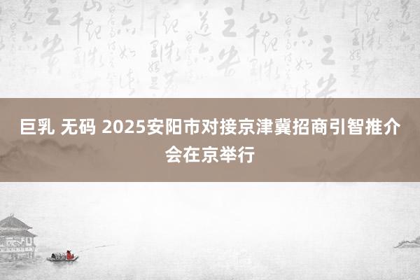 巨乳 无码 2025安阳市对接京津冀招商引智推介会在京举行