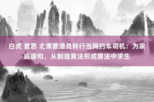 白虎 意思 北漂要道员转行当网约车司机：为家庭谐和，从制造算法形成算法中求生
