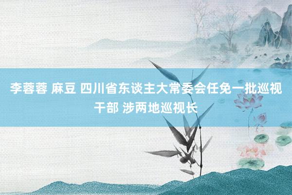 李蓉蓉 麻豆 四川省东谈主大常委会任免一批巡视干部 涉两地巡视长