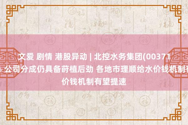 文爱 剧情 港股异动 | 北控水务集团(00371)涨超4% 公司分成仍具备莳植后劲 各地市理顺给水价钱机制有望提速