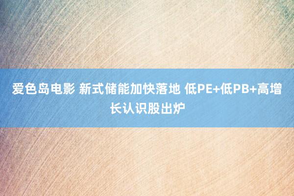 爱色岛电影 新式储能加快落地 低PE+低PB+高增长认识股出炉