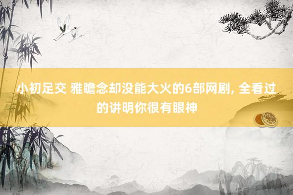 小初足交 雅瞻念却没能大火的6部网剧， 全看过的讲明你很有眼神