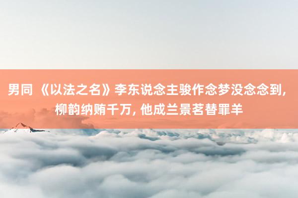 男同 《以法之名》李东说念主骏作念梦没念念到， 柳韵纳贿千万， 他成兰景茗替罪羊